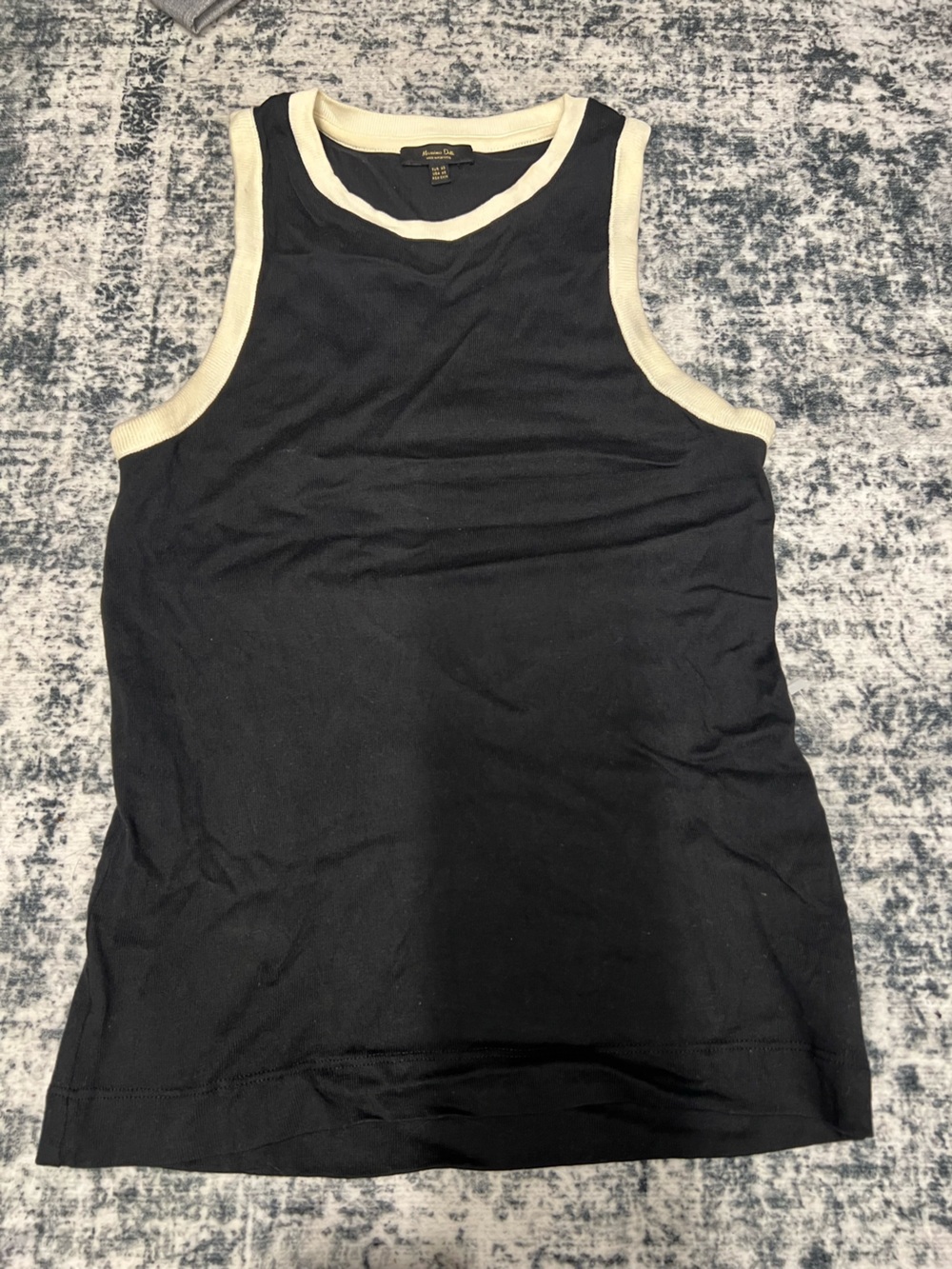 Massimo Dutti Black Tank Top with Cream Trim
